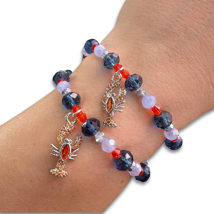 Clambake Pavé Lobster Charm Beaded Bracelet