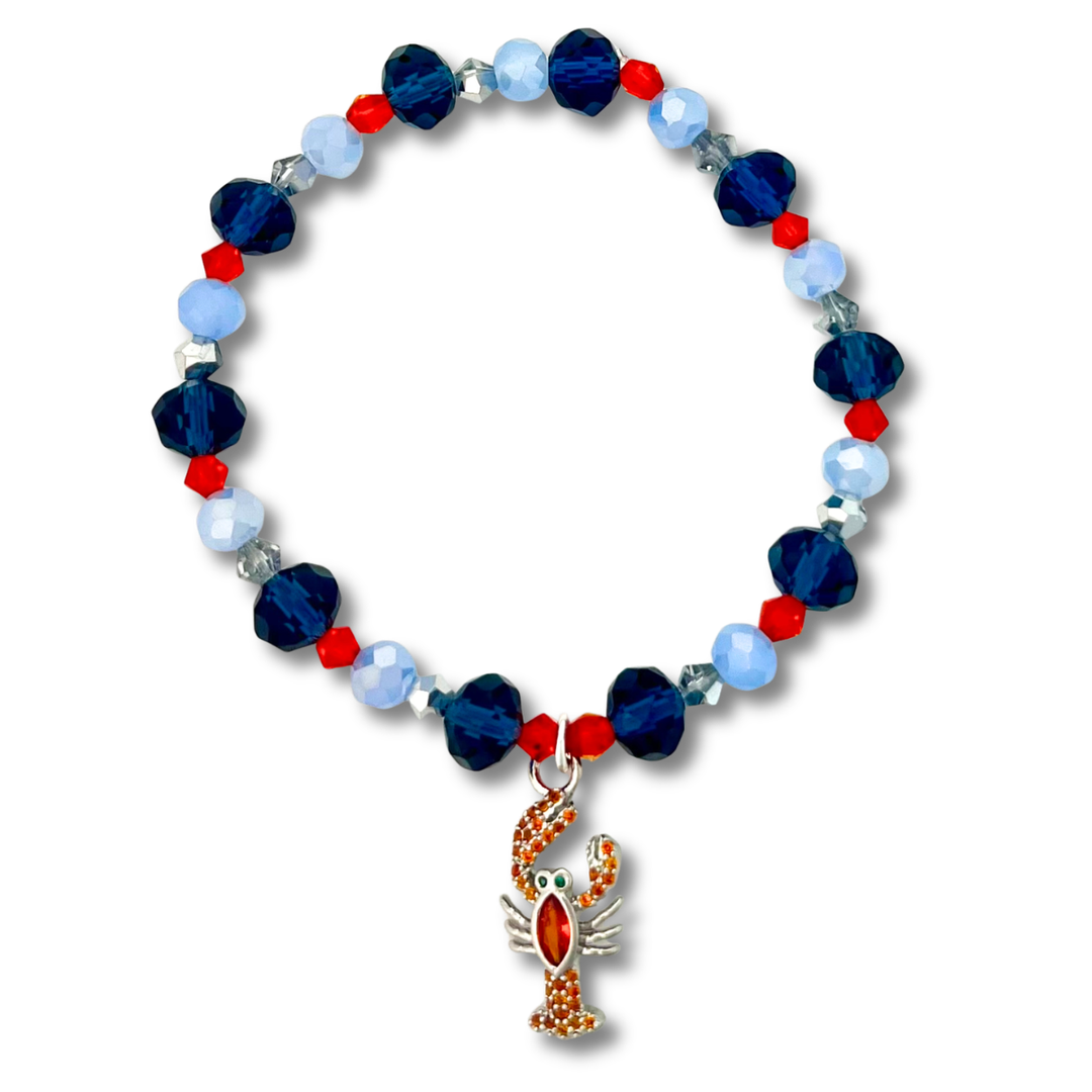 Clambake Pavé Lobster Charm Beaded Bracelet