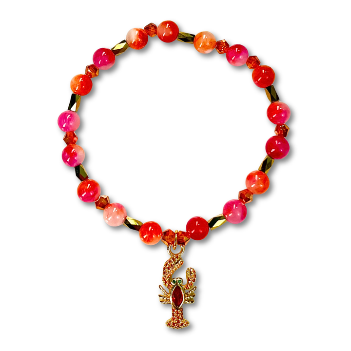 Clambake Pavé Lobster Charm Beaded Bracelet