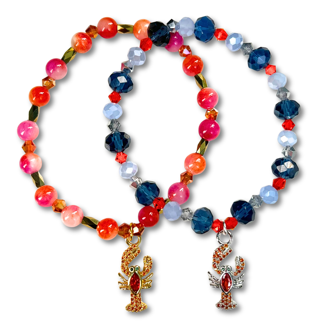Clambake Pavé Lobster Charm Beaded Bracelet