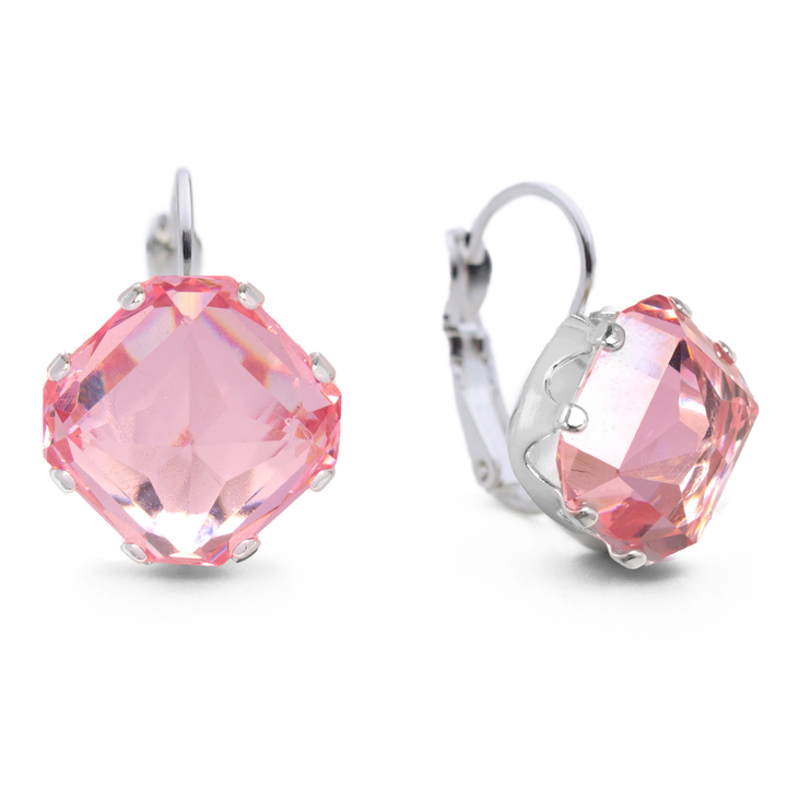 Light Pink Vintage Mega Pyramid Leverback Drop Earrings