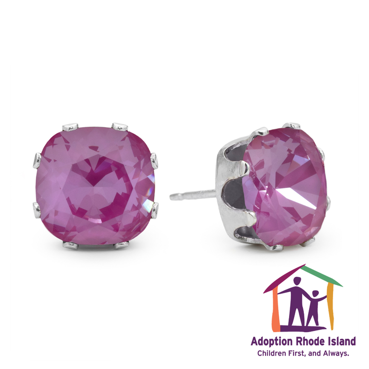 Adopt Hope Cushion Sterling Silver Stud Earrings
