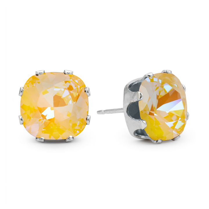 All Sun & Games Cushion Sterling Silver Stud Earrings