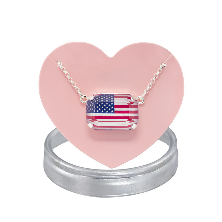 American Flag Mega East-West Emerald Necklace