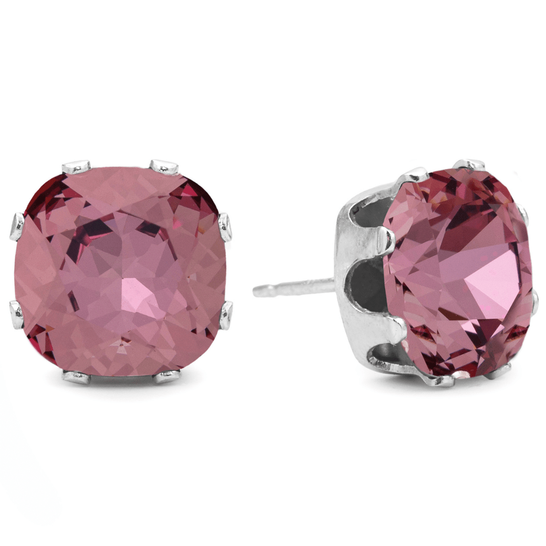 Antique Pink Mega Cushion Sterling Silver Stud Earrings - JoJo Loves You