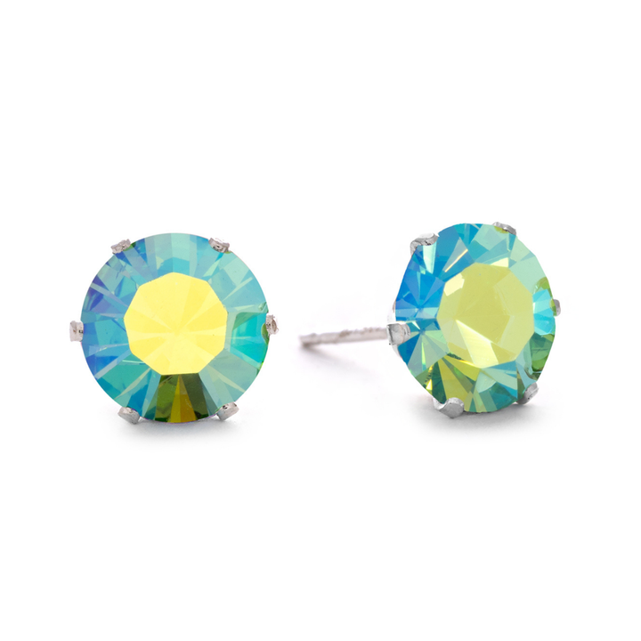 Apple AB Bling Sterling Silver Stud Earrings