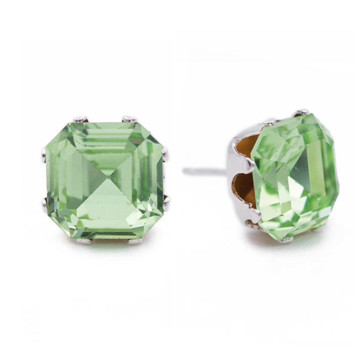 Apple Vintage Asscher Sterling Silver Stud Earrings