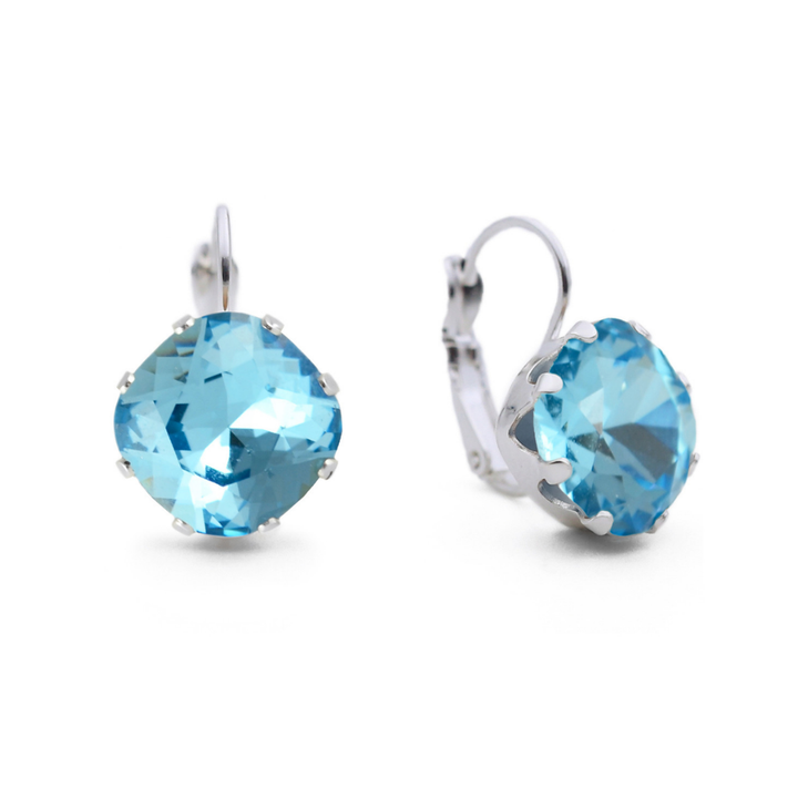 Aqua Leverback Drop Earrings