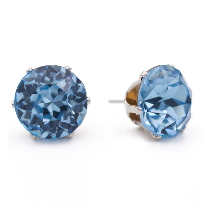 Aqua Vintage Mega Bling Sterling Silver Stud Earrings