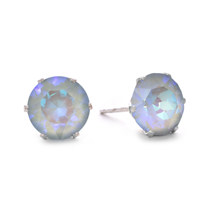 Arctic Grey Bling Sterling Silver Stud Earrings