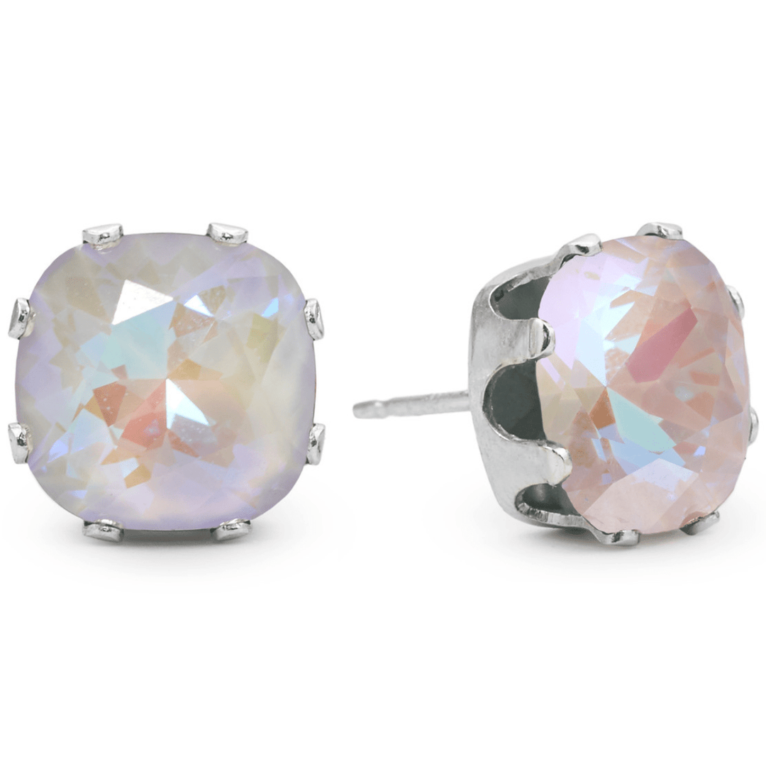 Arctic Grey Mega Cushion Sterling Silver Stud Earrings - JoJo Loves You