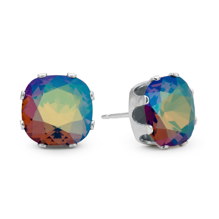 Autumn Aurora Cushion Sterling Silver Stud Earrings