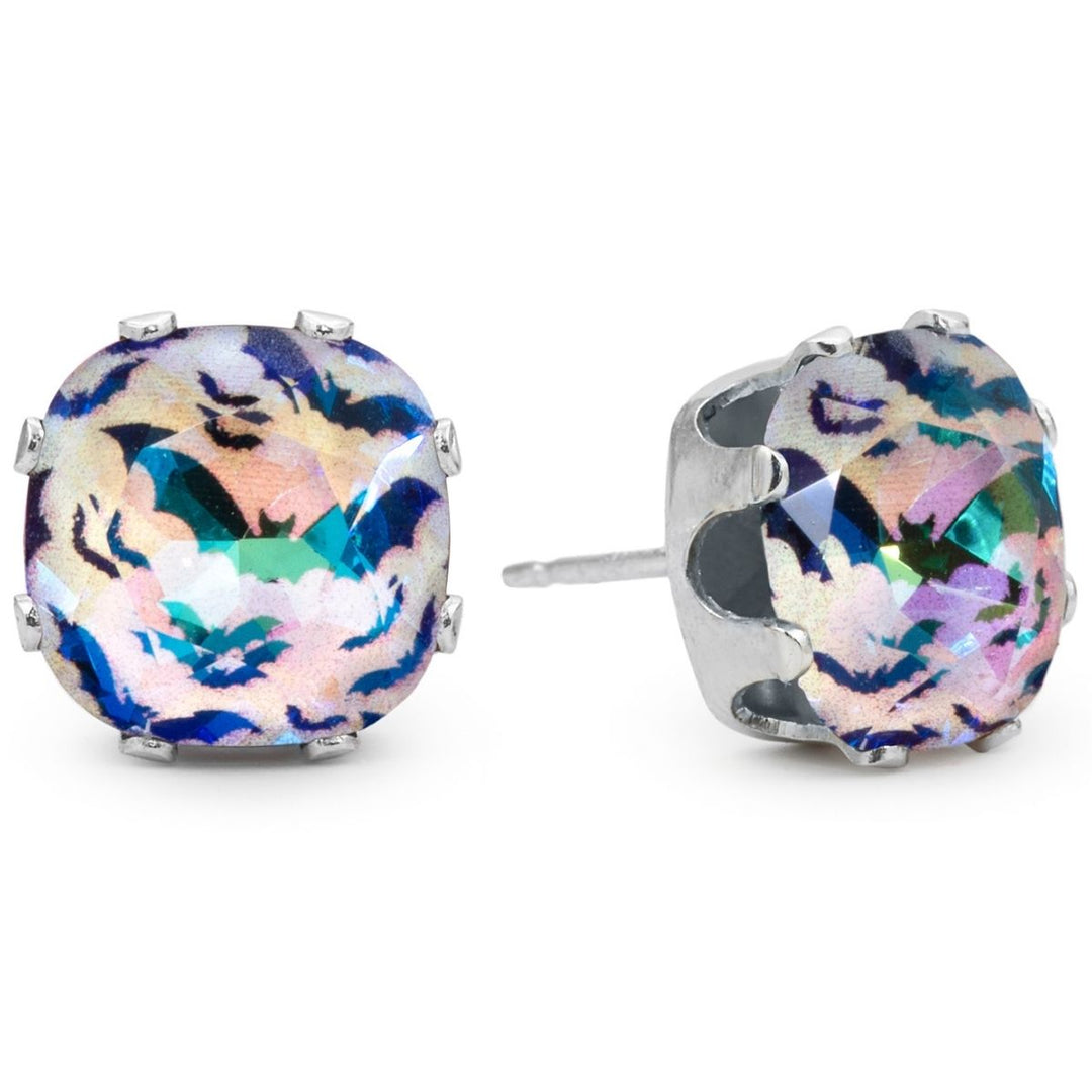 Bat Chick Crazy Mega Cushion Sterling Silver Stud Earrings