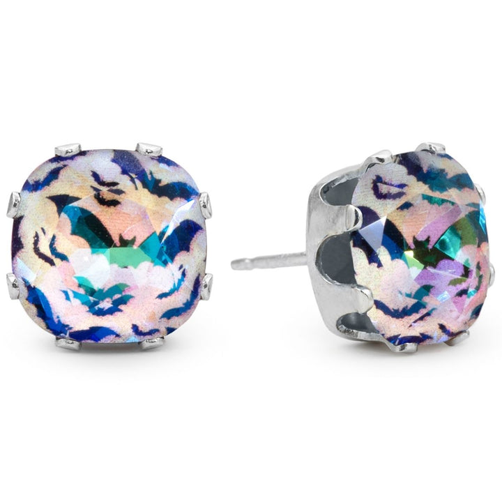 Bat Chick Crazy Mega Cushion Sterling Silver Stud Earrings