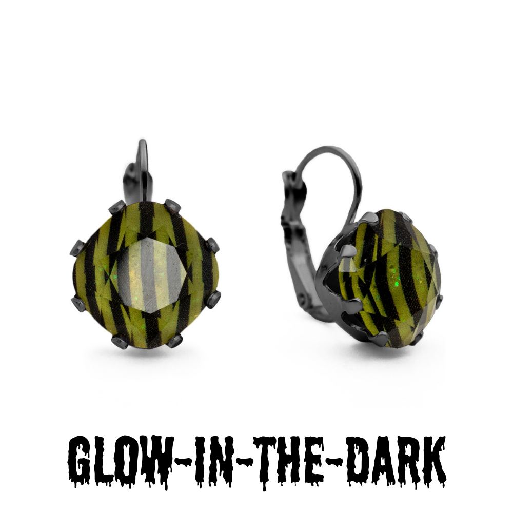 Beetle Juice Glow-in-the-Dark Leverback Drop Earrings