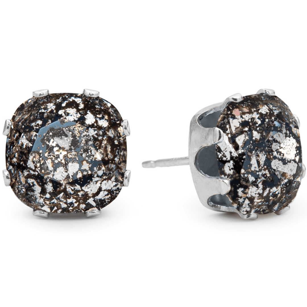 Black Patina Mega Cushion Sterling Silver Stud Earrings - JoJo Loves You