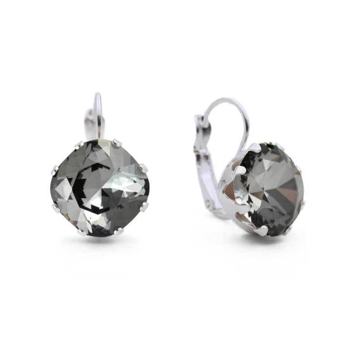 Black Sparkle Leverback Earrings.
