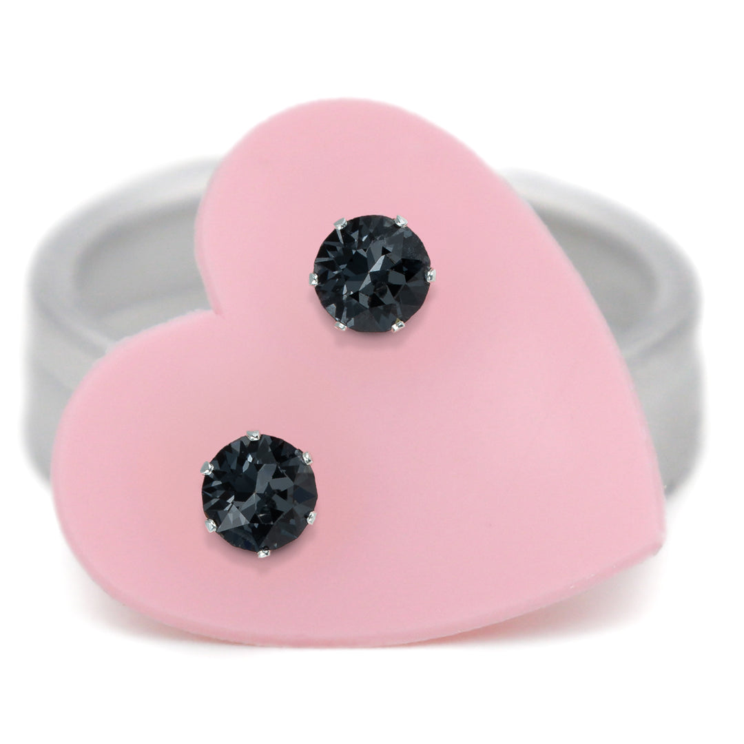 Black Sparkle Micro Mini Bling Sterling Silver Stud Earrings