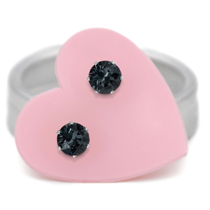 Black Sparkle Micro Mini Bling Sterling Silver Stud Earrings