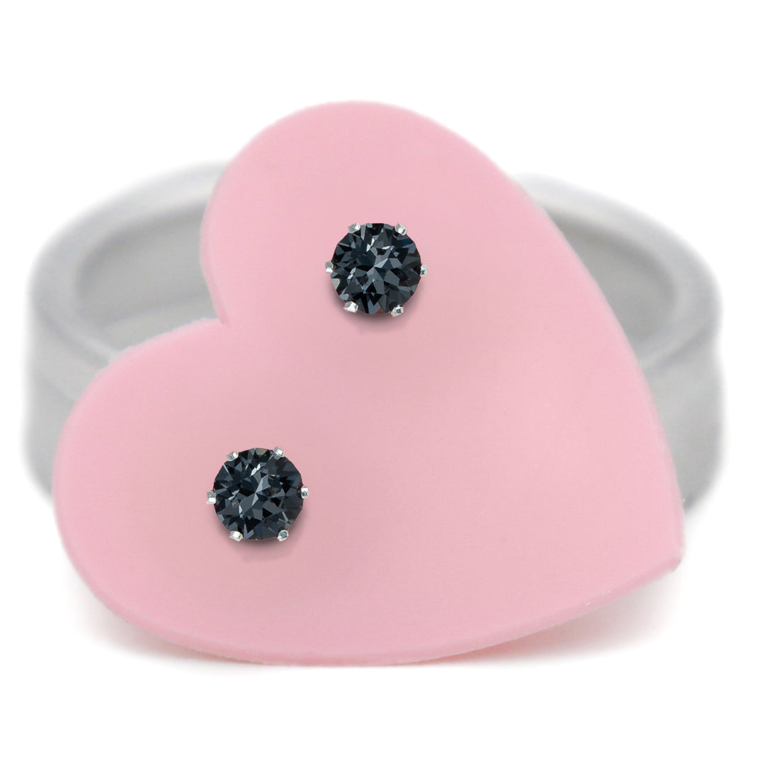 Black Sparkle Ultra Micro Mini Bling Sterling Silver Stud Earrings