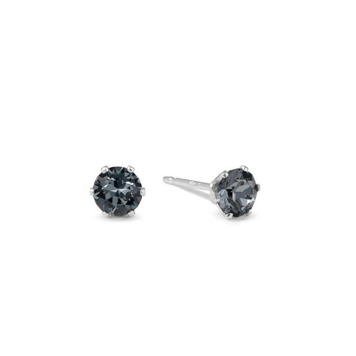 Black Sparkle Ultra Micro Mini Bling Sterling Silver Stud Earrings