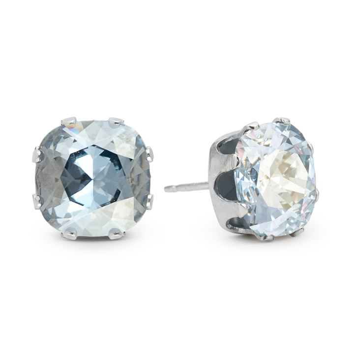 Blizzard Cushion Sterling Silver Stud Earrings