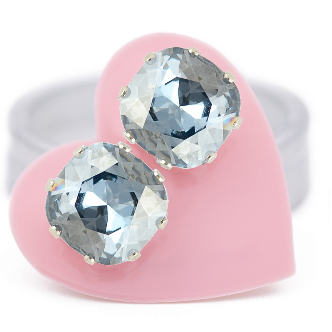 Blizzard Cushion Sterling Silver Stud Earrings