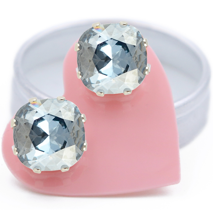 Blizzard Mega Cushion Sterling Silver Stud Earrings