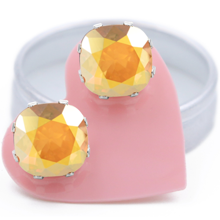 Blonde Ambition Mega Cushion Sterling Silver Stud Earrings