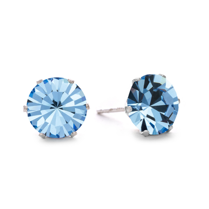 Blue Bling Sterling Silver Stud Earrings