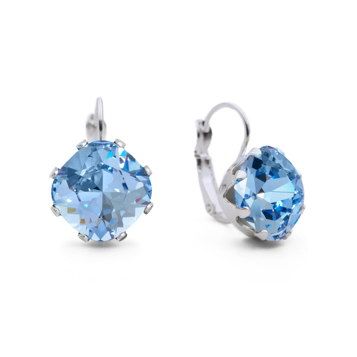 Blue Leverback Drop Earrings