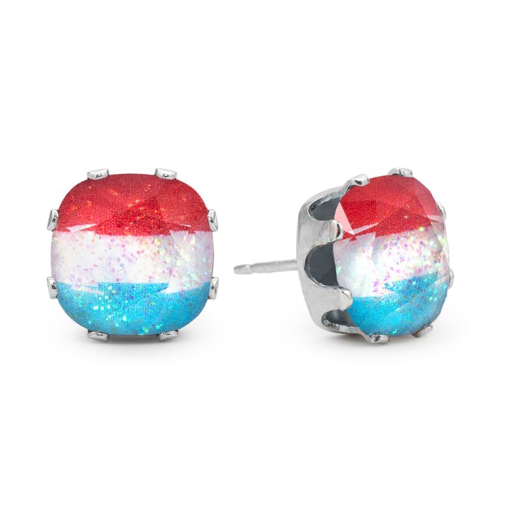 Bomb Pop Cushion Sterling Silver Stud Earrings