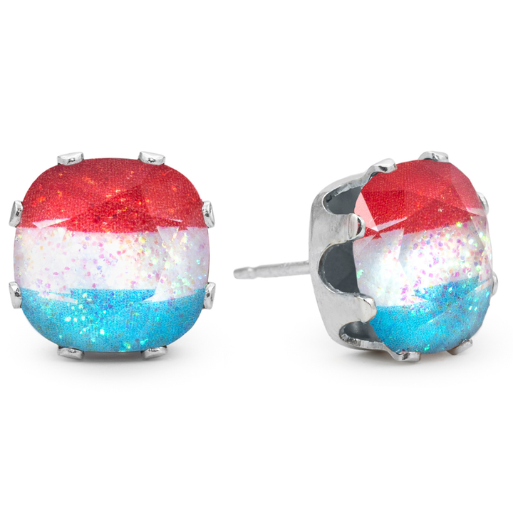 Bomb Pop Mega Cushion Sterling Silver Stud Earrings