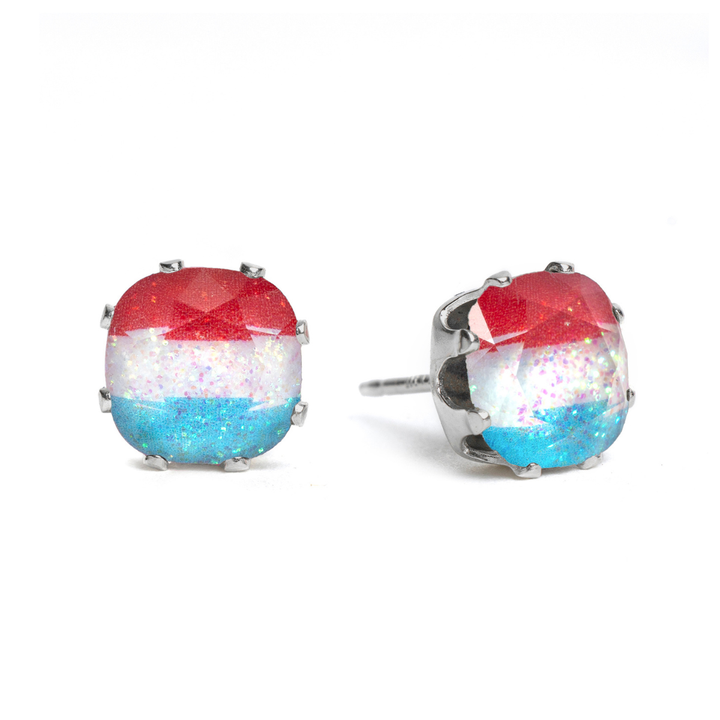 Bomb Pop Mini Cushion Sterling Silver Stud Earrings