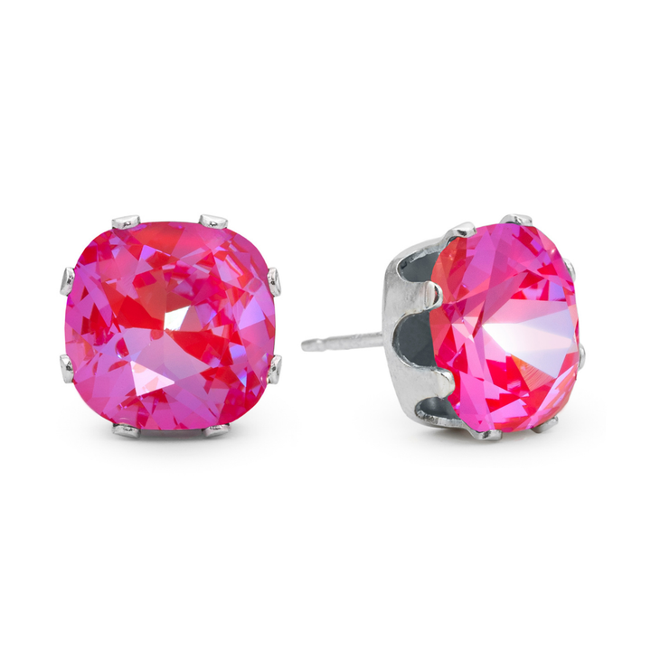 Bombshell Cushion Sterling Silver Stud Earrings