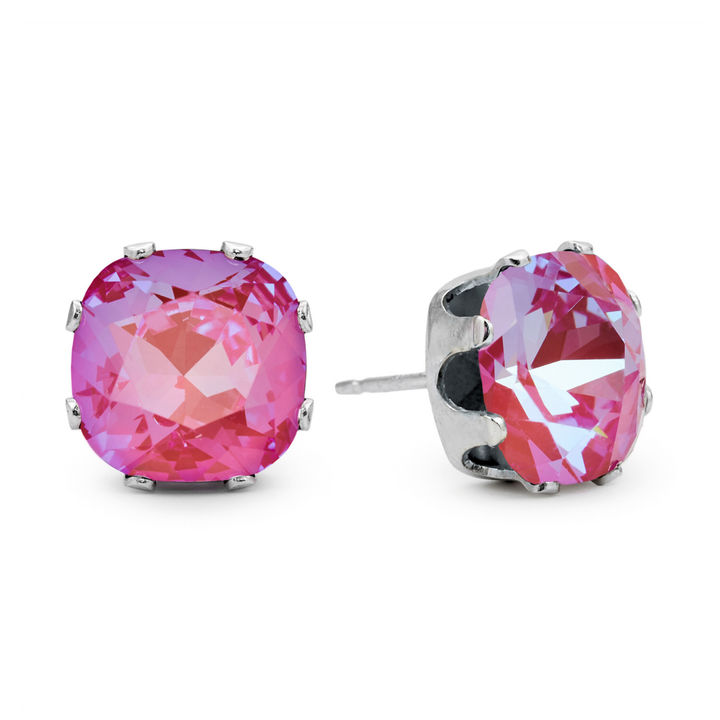 Bubblegum Beach Cushion Sterling Silver Stud Earrings