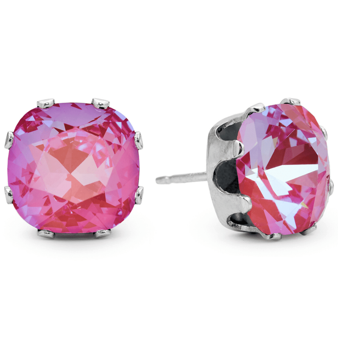 Bubblegum Beach Mega Cushion Sterling Silver Stud Earrings - JoJo Loves You