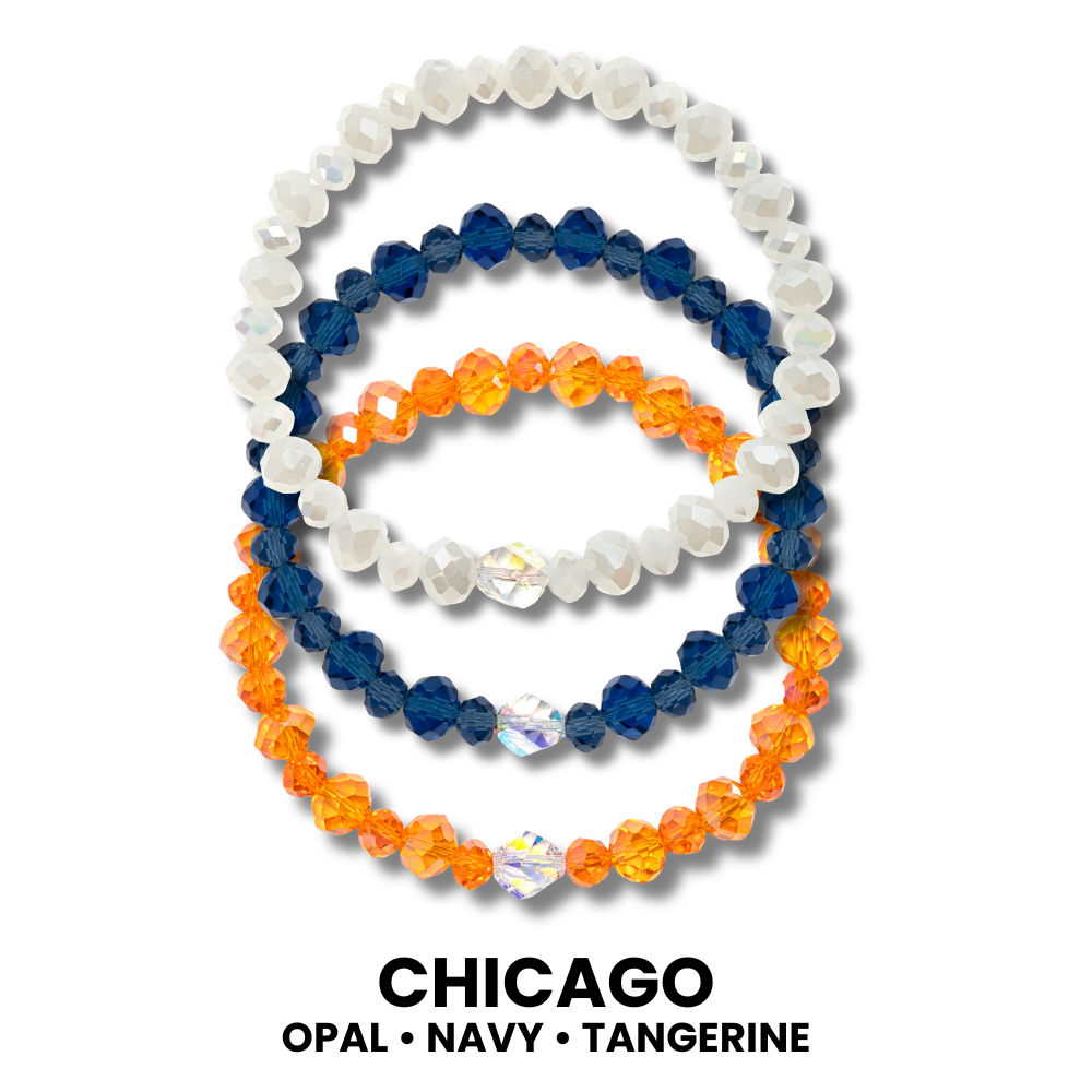3 crystal stretch bracelets.