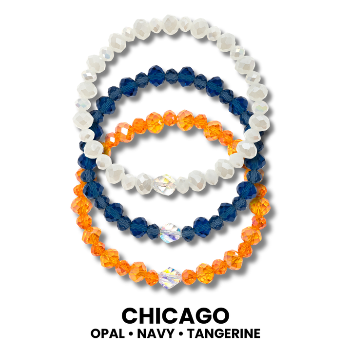 3 crystal stretch bracelets.