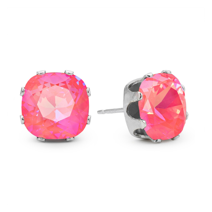 Center Stage Cushion Sterling Silver Stud Earrings