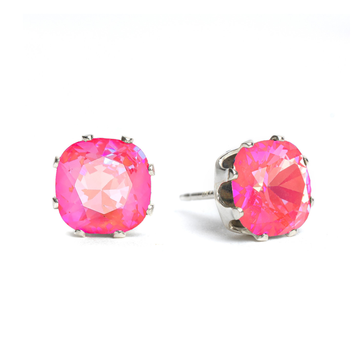 Center Stage Mini Cushion Sterling Silver Stud Earrings