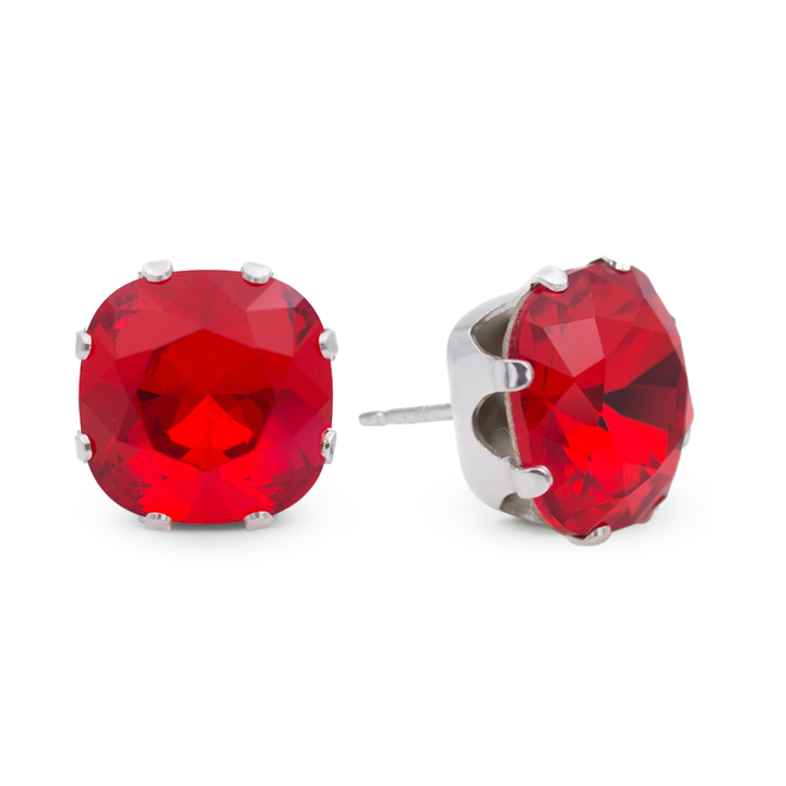 Cherry Cushion Sterling Silver Stud Earrings