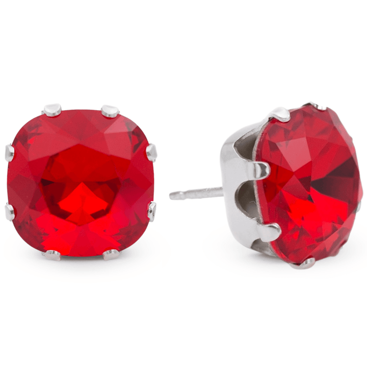 Cherry Mega Cushion Sterling Silver Stud Earrings - JoJo Loves You
