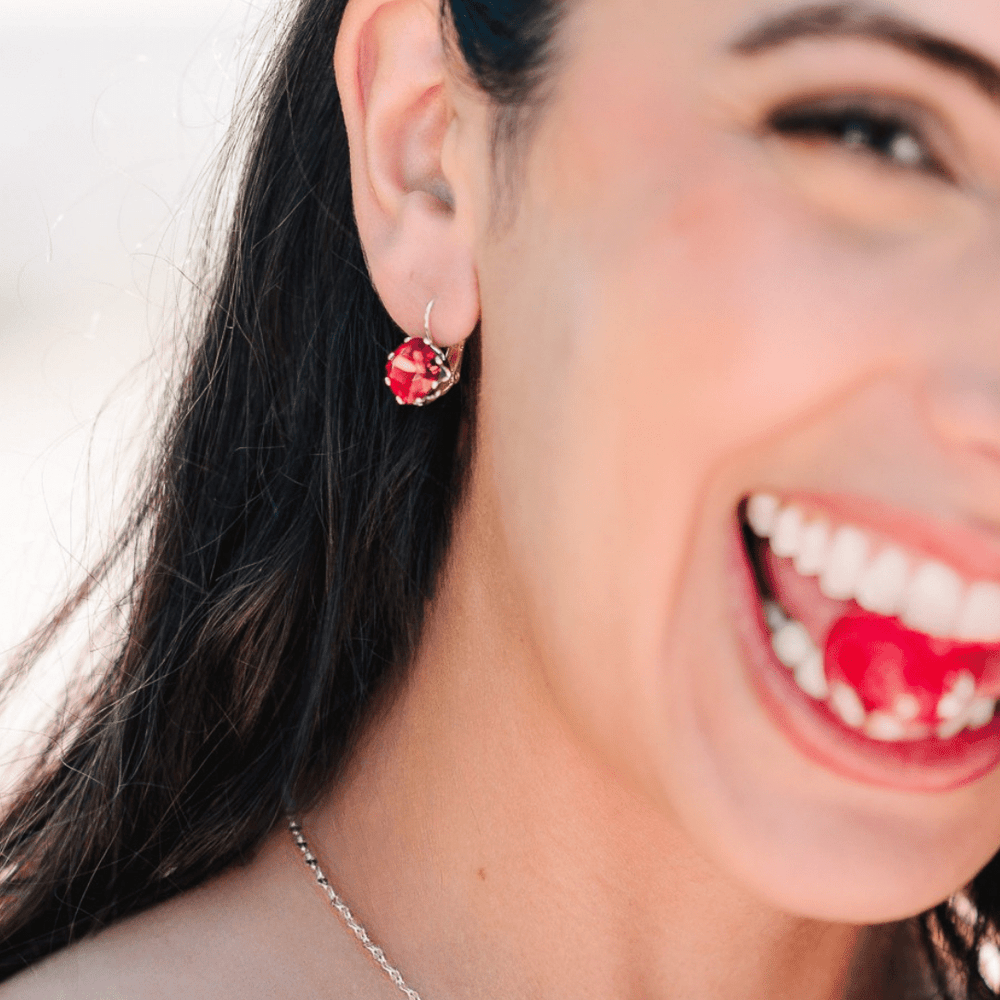 A model wearing Cherry Leverback - JoJo Loves You