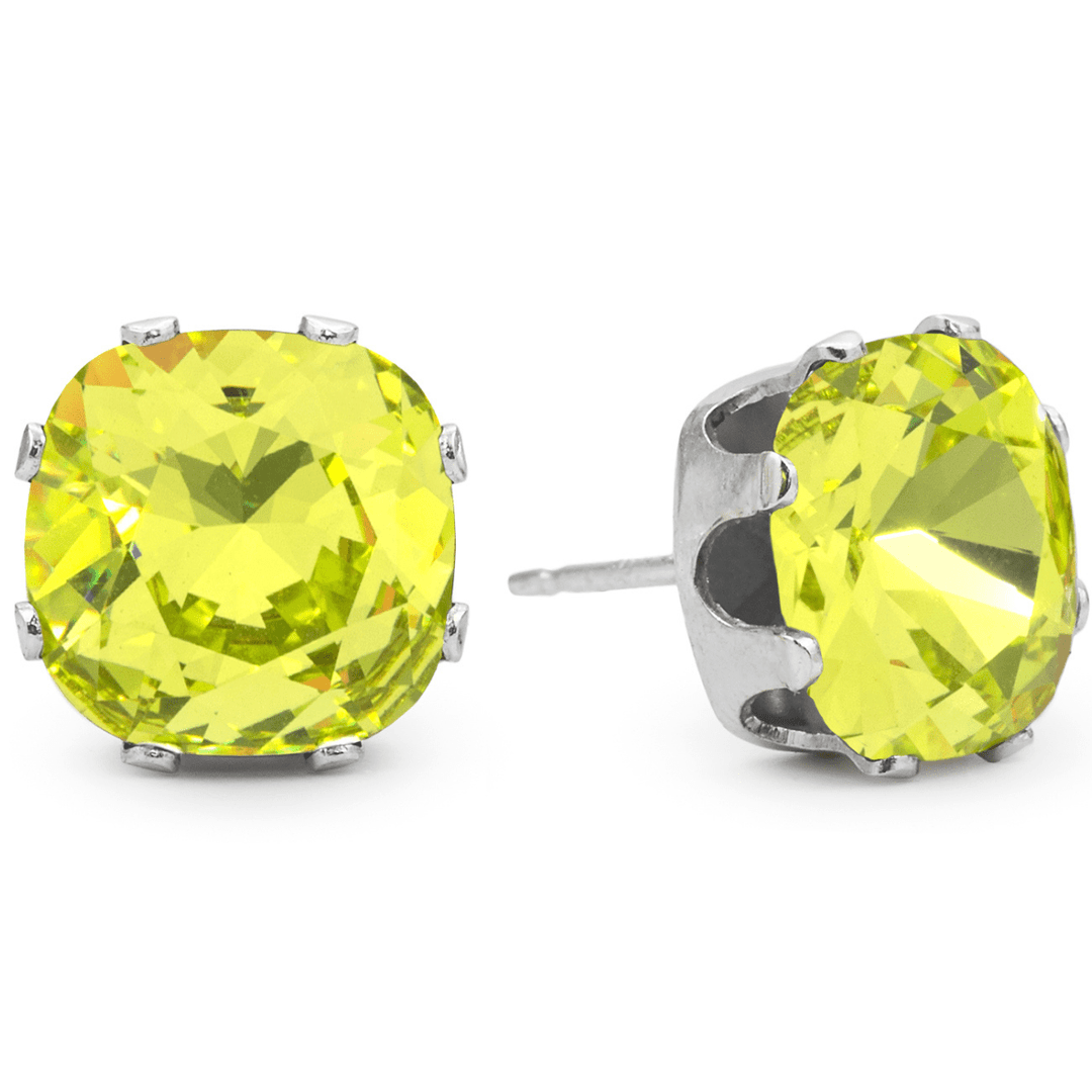 Citron Mega Cushion Sterling Silver Stud Earrings - JoJo Loves You