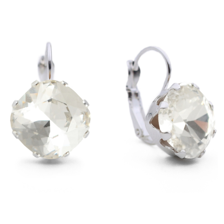 Clear Mega Leverback Drop Earrings