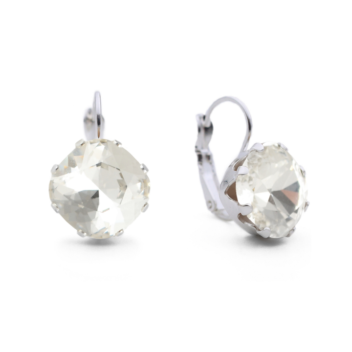 Clear Leverback Drop Earrings