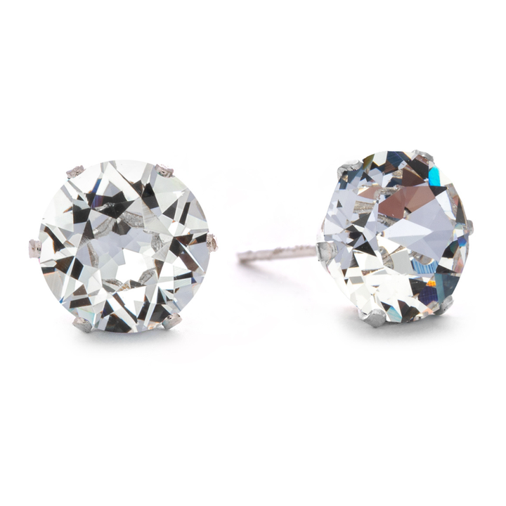 Clear Mega Bling Sterling Silver Stud Earrings
