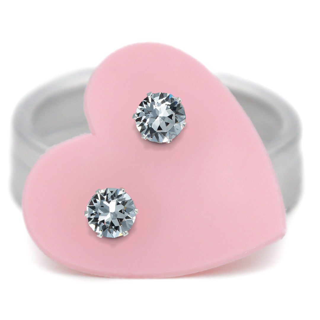 Clear Micro Mini Bling Sterling Silver Stud Earrings