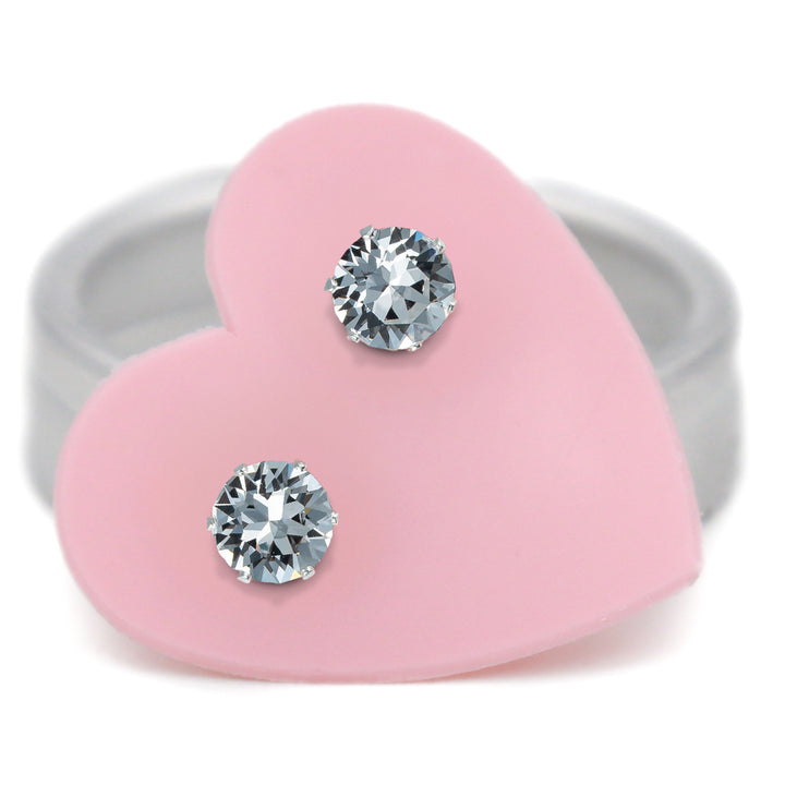 Clear Micro Mini Bling Sterling Silver Stud Earrings